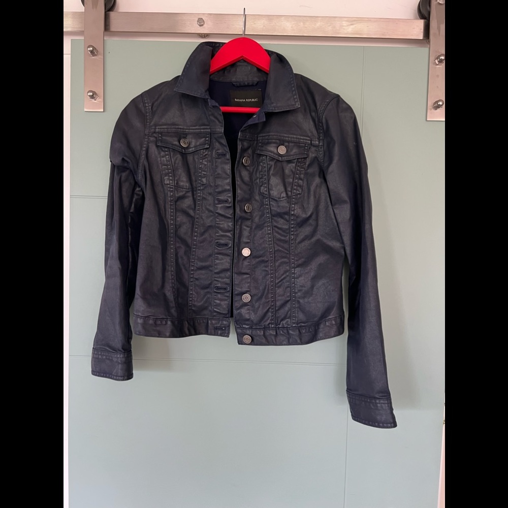 Banana Republic navy coated denim jacket